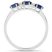 Bids.com 0.70 Carat Genuine Blue Sapphire and White Diamond 10K Yellow Gold Ring Rings
