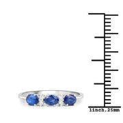 Bids.com 0.70 Carat Genuine Blue Sapphire and White Diamond 10K Yellow Gold Ring Rings