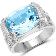 Bids.com 4.78 Carat Genuine Blue Topaz and White Topaz .925 Sterling Silver Ring Rings