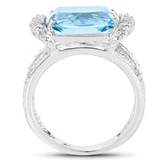 Bids.com 4.78 Carat Genuine Blue Topaz and White Topaz .925 Sterling Silver Ring Rings