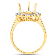 Bids.com 0.48 Carat Genuine White Diamond 14K Yellow Gold Semi Mount Ring - holds 11x9mm Pear Gemstone Rings