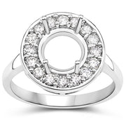 Bids.com 0.48 Carat Genuine White Diamond 14K White Gold Semi Mount Ring - holds 8.00mm Round Gemstone Rings