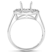 Bids.com 0.48 Carat Genuine White Diamond 14K White Gold Semi Mount Ring - holds 8.00mm Round Gemstone Rings