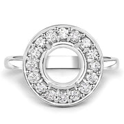 Bids.com 0.48 Carat Genuine White Diamond 14K White Gold Semi Mount Ring - holds 8.00mm Round Gemstone Rings
