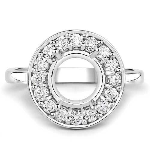 Bids.com 0.48 Carat Genuine White Diamond 14K White Gold Semi Mount Ring - holds 8.00mm Round Gemstone Rings