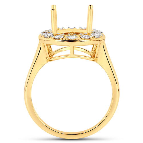 Bids.com 0.42 Carat Genuine White Diamond 14K Yellow Gold Semi Mount Ring - holds 11x9mm Oval Gemstone Rings