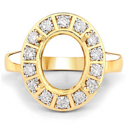 Bids.com 0.42 Carat Genuine White Diamond 14K Yellow Gold Semi Mount Ring - holds 11x9mm Oval Gemstone Rings