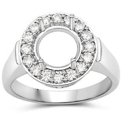 Bids.com 0.48 Carat Genuine White Diamond 14K White Gold Semi Mount Ring - holds 8.00mm Round Gemstone Rings