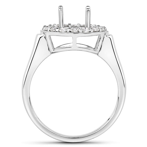 Bids.com 0.48 Carat Genuine White Diamond 14K White Gold Semi Mount Ring - holds 8.00mm Round Gemstone Rings