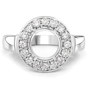 Bids.com 0.48 Carat Genuine White Diamond 14K White Gold Semi Mount Ring - holds 8.00mm Round Gemstone Rings