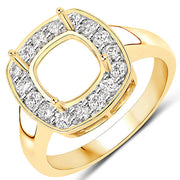 Bids.com 0.48 Carat Genuine White Diamond 14K Yellow Gold Semi Mount Ring - holds 8x8mm Cushion Gemstone Rings