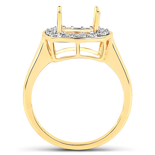 Bids.com 0.48 Carat Genuine White Diamond 14K Yellow Gold Semi Mount Ring - holds 8x8mm Cushion Gemstone Rings
