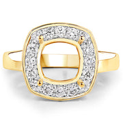 Bids.com 0.48 Carat Genuine White Diamond 14K Yellow Gold Semi Mount Ring - holds 8x8mm Cushion Gemstone Rings