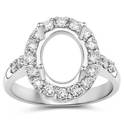 Bids.com 0.60 Carat Genuine White Diamond 14K White Gold Semi Mount Ring - holds 10x8mm Oval Gemstone Rings