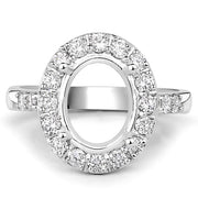 Bids.com 0.60 Carat Genuine White Diamond 14K White Gold Semi Mount Ring - holds 10x8mm Oval Gemstone Rings