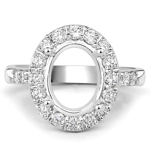 Bids.com 0.60 Carat Genuine White Diamond 14K White Gold Semi Mount Ring - holds 10x8mm Oval Gemstone Rings