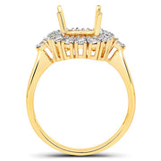 Bids.com 0.54 Carat Genuine White Diamond 14K Yellow Gold Semi Mount Ring - holds 9x7mm Cushion Gemstone Rings