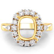 Bids.com 0.54 Carat Genuine White Diamond 14K Yellow Gold Semi Mount Ring - holds 9x7mm Cushion Gemstone Rings