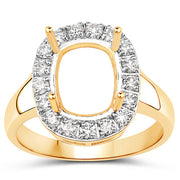 Bids.com 0.51 Carat Genuine White Diamond 14K Yellow Gold Semi Mount Ring - holds 10x8mm Cushion Gemstone Rings