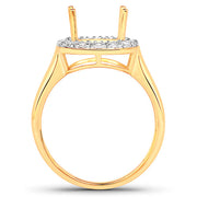 Bids.com 0.51 Carat Genuine White Diamond 14K Yellow Gold Semi Mount Ring - holds 10x8mm Cushion Gemstone Rings