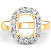 Bids.com 0.51 Carat Genuine White Diamond 14K Yellow Gold Semi Mount Ring - holds 10x8mm Cushion Gemstone Rings