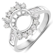 Bids.com 0.58 Carat Genuine White Diamond 14K White Gold Semi Mount Ring - holds 9.00mm Round Gemstone Rings