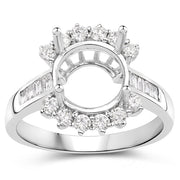 Bids.com 0.58 Carat Genuine White Diamond 14K White Gold Semi Mount Ring - holds 9.00mm Round Gemstone Rings