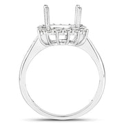 Bids.com 0.58 Carat Genuine White Diamond 14K White Gold Semi Mount Ring - holds 9.00mm Round Gemstone Rings