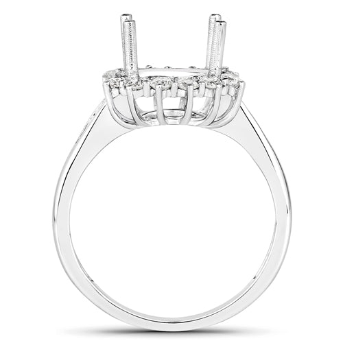 Bids.com 0.58 Carat Genuine White Diamond 14K White Gold Semi Mount Ring - holds 9.00mm Round Gemstone Rings