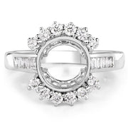 Bids.com 0.58 Carat Genuine White Diamond 14K White Gold Semi Mount Ring - holds 9.00mm Round Gemstone Rings