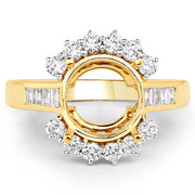 Bids.com 0.58 Carat Genuine White Diamond 14K Yellow Gold Semi Mount Ring - holds 9.00mm Round Gemstone Rings
