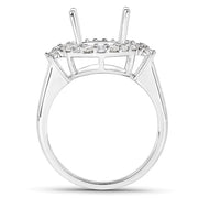 Bids.com 0.83 Carat Genuine White Diamond 14K White Gold Semi Mount Ring - holds 11x9mm Oval Gemstone Rings