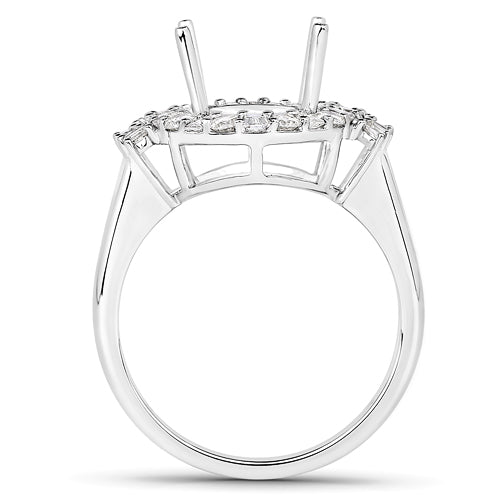 Bids.com 0.83 Carat Genuine White Diamond 14K White Gold Semi Mount Ring - holds 11x9mm Oval Gemstone Rings