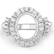 Bids.com 0.83 Carat Genuine White Diamond 14K White Gold Semi Mount Ring - holds 11x9mm Oval Gemstone Rings
