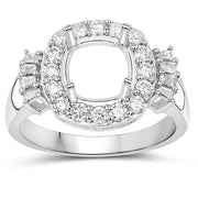 Bids.com 0.73 Carat Genuine White Diamond 14K White Gold Semi Mount Ring - holds 8x8mm Cushion Gemstone Rings