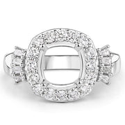 Bids.com 0.73 Carat Genuine White Diamond 14K White Gold Semi Mount Ring - holds 8x8mm Cushion Gemstone Rings