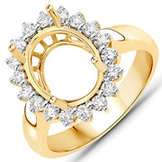 Bids.com 0.54 Carat Genuine White Diamond 14K Yellow Gold Semi Mount Ring - holds 11x9mm Oval Gemstone Rings