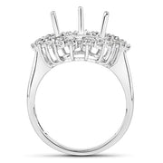 Bids.com 0.89 Carat Genuine White Diamond 14K White Gold Semi Mount Ring - holds 11x9mm Pear Gemstone Rings