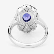 Bids.com 1.17 Carat Genuine Tanzanite and White Topaz .925 Sterling Silver Ring Rings