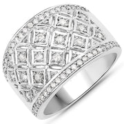 Bids.com 0.52 Carat Genuine White Diamond .925 Sterling Silver Ring Rings