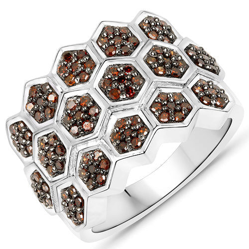 Bids.com 0.75 Carat Genuine Red Diamond .925 Sterling Silver Ring Rings