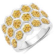 Bids.com 0.75 Carat Genuine Yellow Diamond .925 Sterling Silver Ring Rings