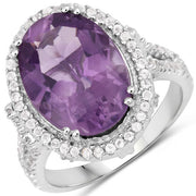 Bids.com 5.55 Carat Genuine Amethyst & White Topaz .925 Sterling Silver Ring Rings