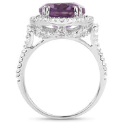 Bids.com 5.55 Carat Genuine Amethyst & White Topaz .925 Sterling Silver Ring Rings
