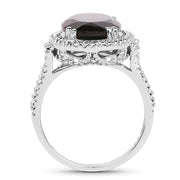 Bids.com 5.80 Carat Genuine Smoky Quartz & White Topaz .925 Sterling Silver Ring Rings
