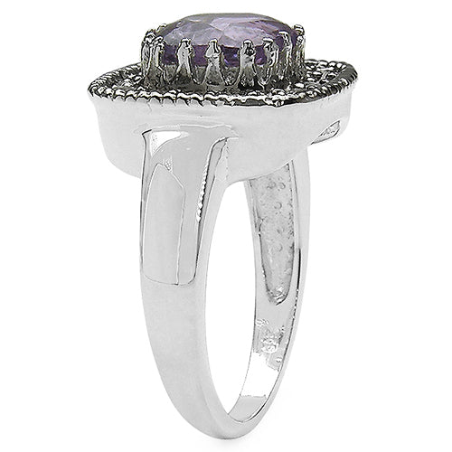 Bids.com 2.53 Carat Genuine Amethyst & Tanzanite .925 Sterling Silver Ring Rings