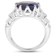 Bids.com 5.94 Carat Dyed Sapphire .925 Sterling Silver Ring Rings
