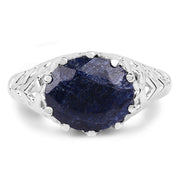 Bids.com 5.94 Carat Dyed Sapphire .925 Sterling Silver Ring Rings