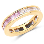 Bids.com 14K Yellow Gold Plated 4.32 Carat Genuine Multi Sapphire .925 Sterling Silver Ring Rings