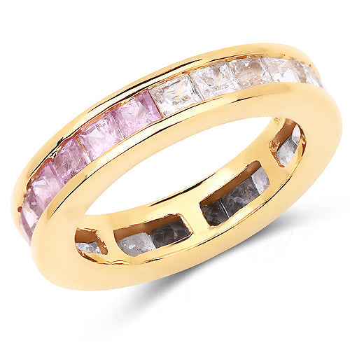Bids.com 14K Yellow Gold Plated 4.32 Carat Genuine Multi Sapphire .925 Sterling Silver Ring Rings